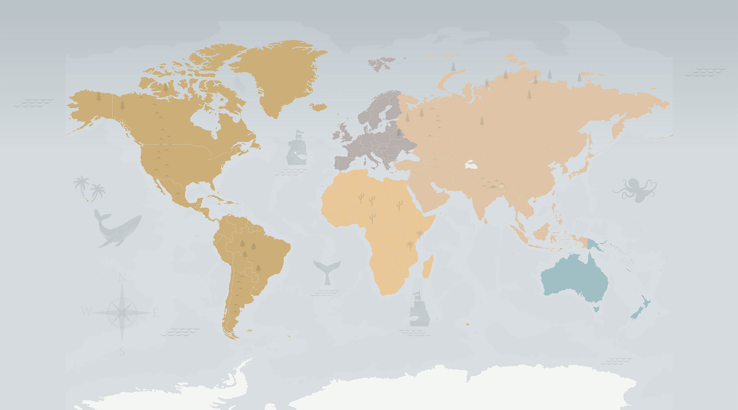 Mapa continentes villa viatges